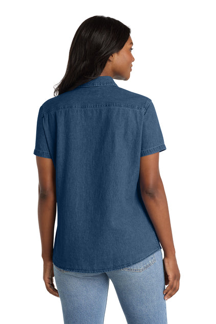 Load image into Gallery viewer, Port &amp; Co Women&#39;s Short Sleeve Value Denim Shirt.  LSP11
