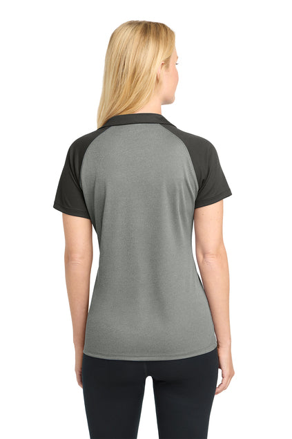 Sport-Tek  Women's PosiCharge  RacerMesh  Raglan Heather Block Polo. LST641