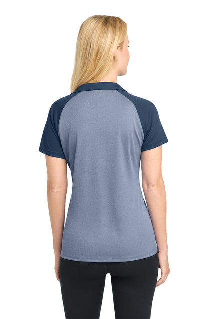 Load image into Gallery viewer, Sport-Tek  Women&#39;s PosiCharge  RacerMesh  Raglan Heather Block Polo. LST641

