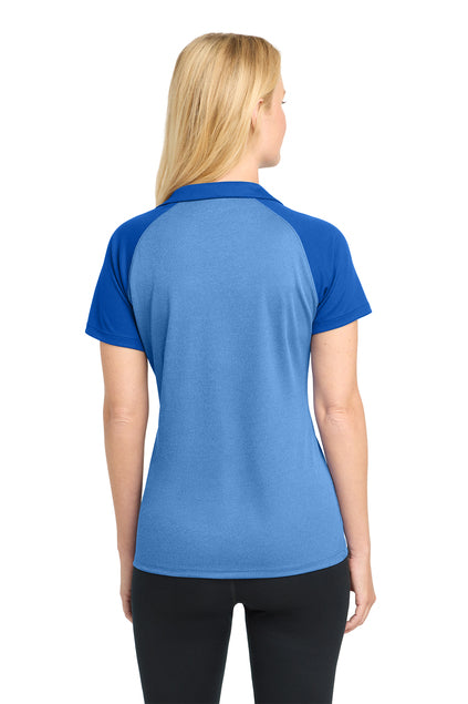 Load image into Gallery viewer, Sport-Tek  Women&#39;s PosiCharge  RacerMesh  Raglan Heather Block Polo. LST641
