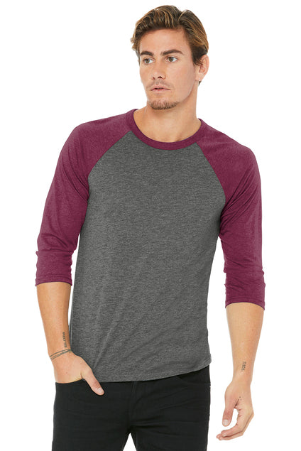 BELLA+CANVAS® Unisex 3/4-Sleeve Baseball Tee BC3200