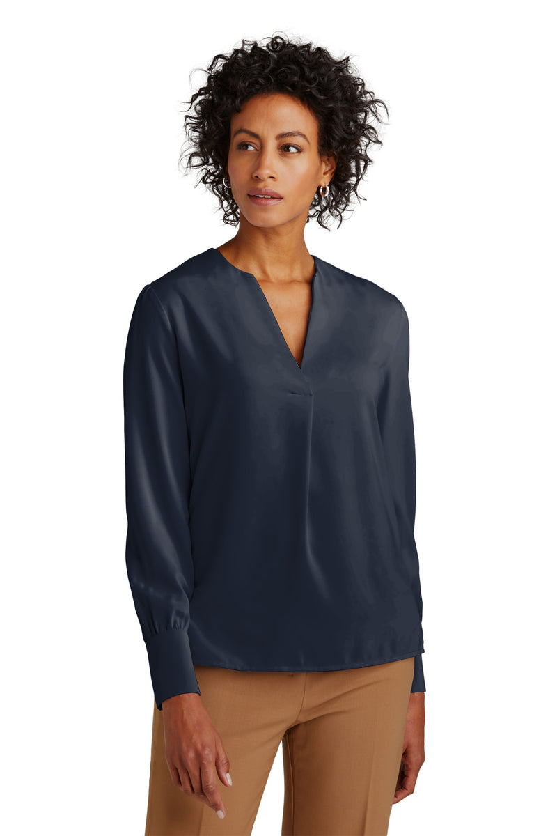 Load image into Gallery viewer, Brooks Brothers Women&#39;s Open-Neck Satin Blouse BB18009
