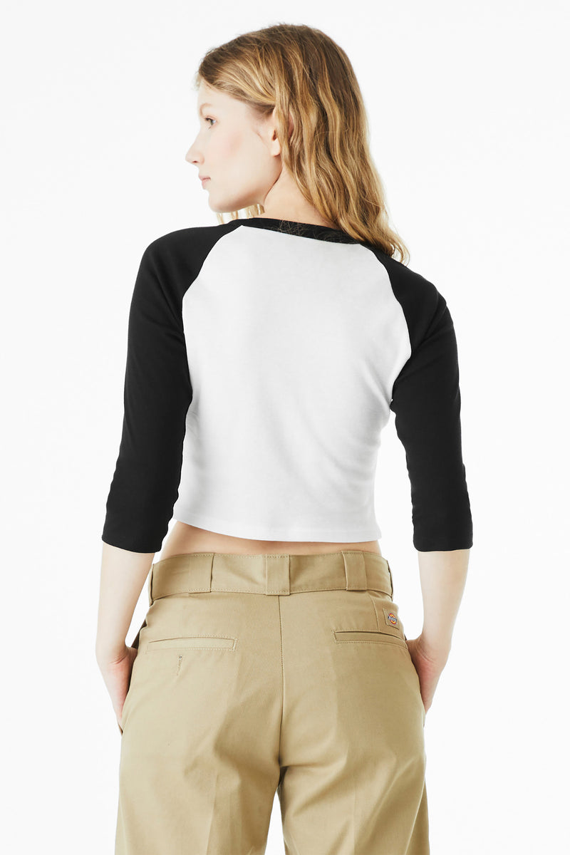 Load image into Gallery viewer, BELLA+CANVAS Women&#39;s Micro Rib 3/4 Raglan Baby Tee BC1200
