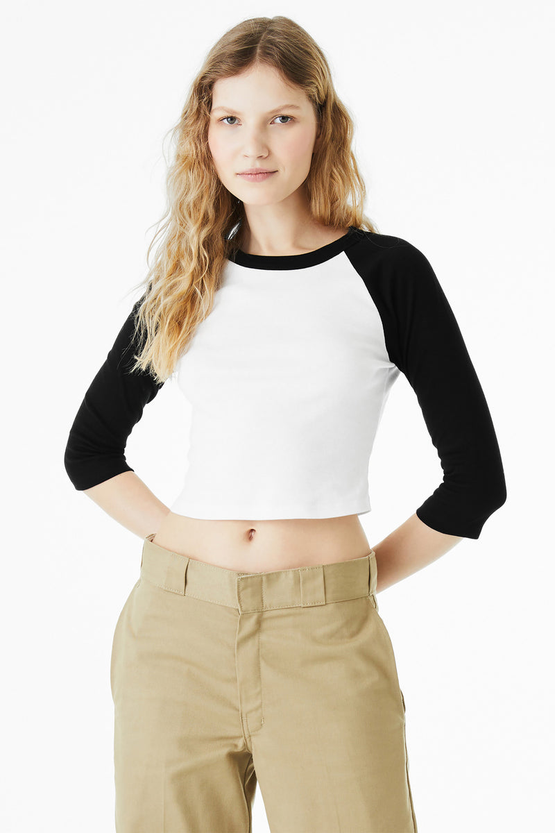 Load image into Gallery viewer, BELLA+CANVAS Women&#39;s Micro Rib 3/4 Raglan Baby Tee BC1200
