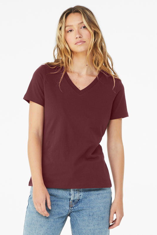 BELLA+CANVAS  Women's Relaxed Jersey Short Sleeve V-Neck Tee. BC6405