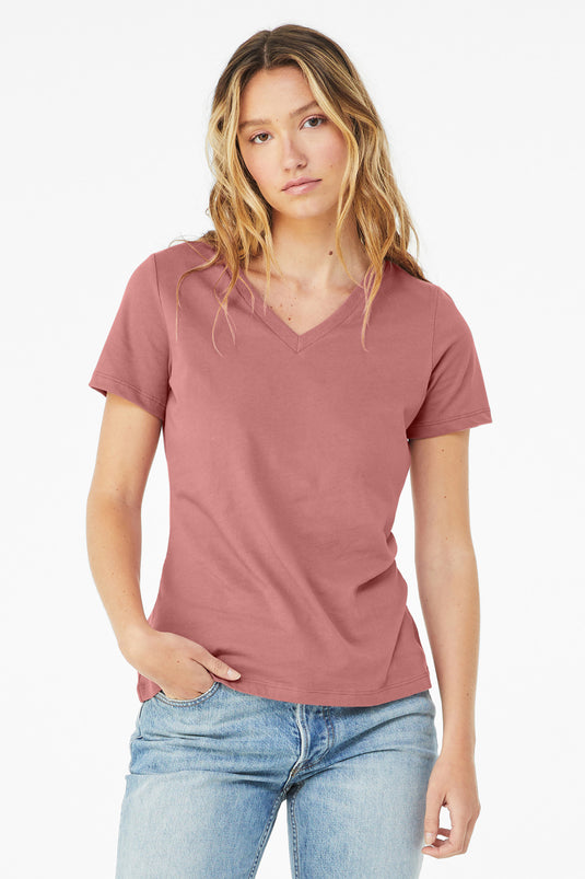 BELLA+CANVAS  Women's Relaxed Jersey Short Sleeve V-Neck Tee. BC6405