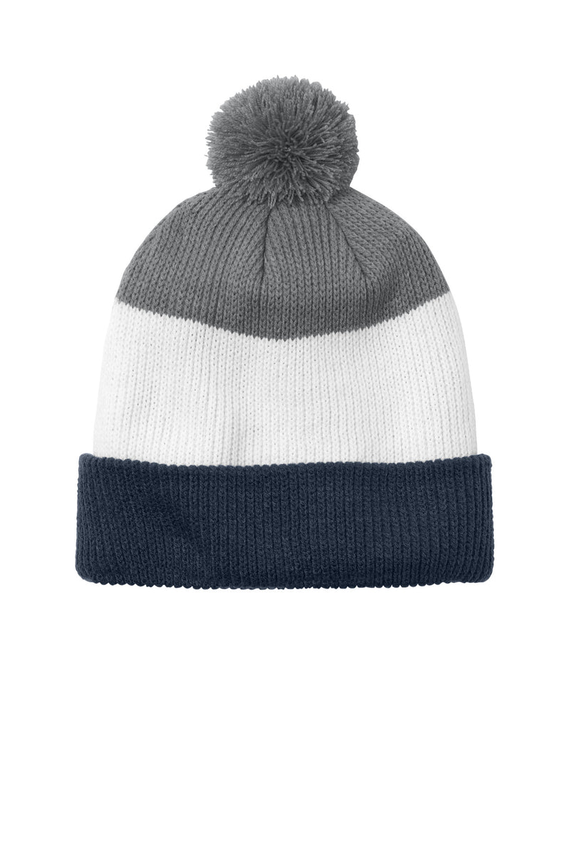 Load image into Gallery viewer, Port Authority Cozy Striped Pom Beanie C979
