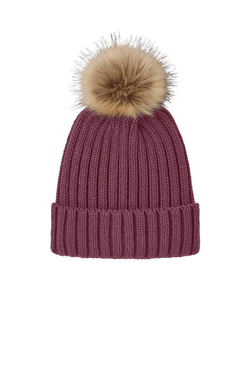 Load image into Gallery viewer, Port Authority Faux Fur Pom Beanie C990
