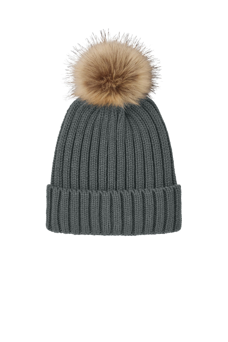 Load image into Gallery viewer, Port Authority Faux Fur Pom Beanie C990
