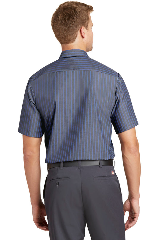Red Kap Short Sleeve Striped Industrial Work Shirt.  CS20