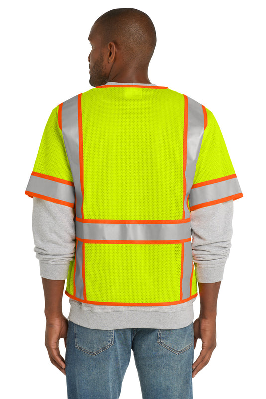 CornerStone  ANSI 107 Class 3 Surveyor Mesh Zippered Two-Tone Short Sleeve Vest. CSV106