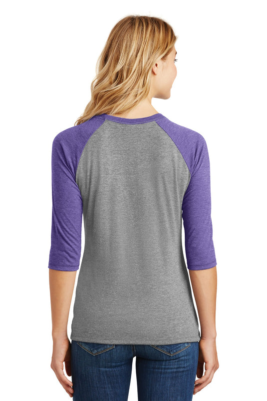 District Women's Perfect Tri 3/4-Sleeve Raglan. DM136L