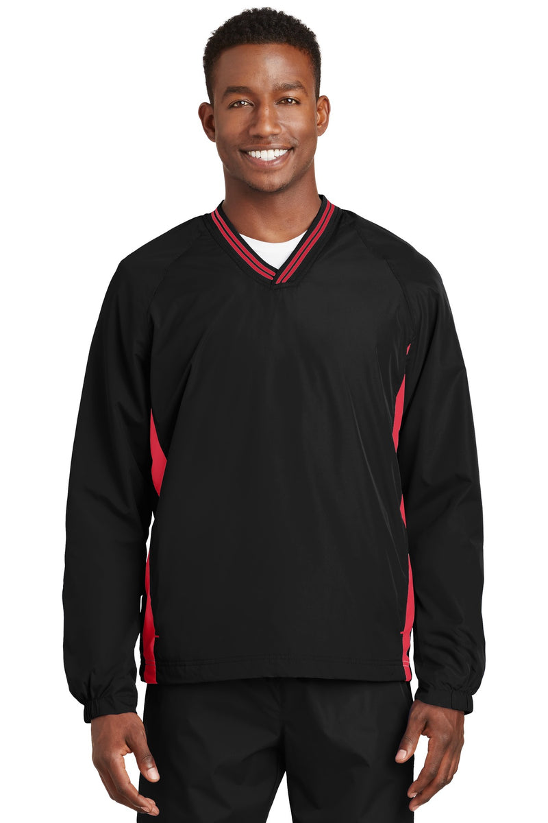 Load image into Gallery viewer, Sport-Tek Tipped V-Neck Raglan Wind Shirt. JST62
