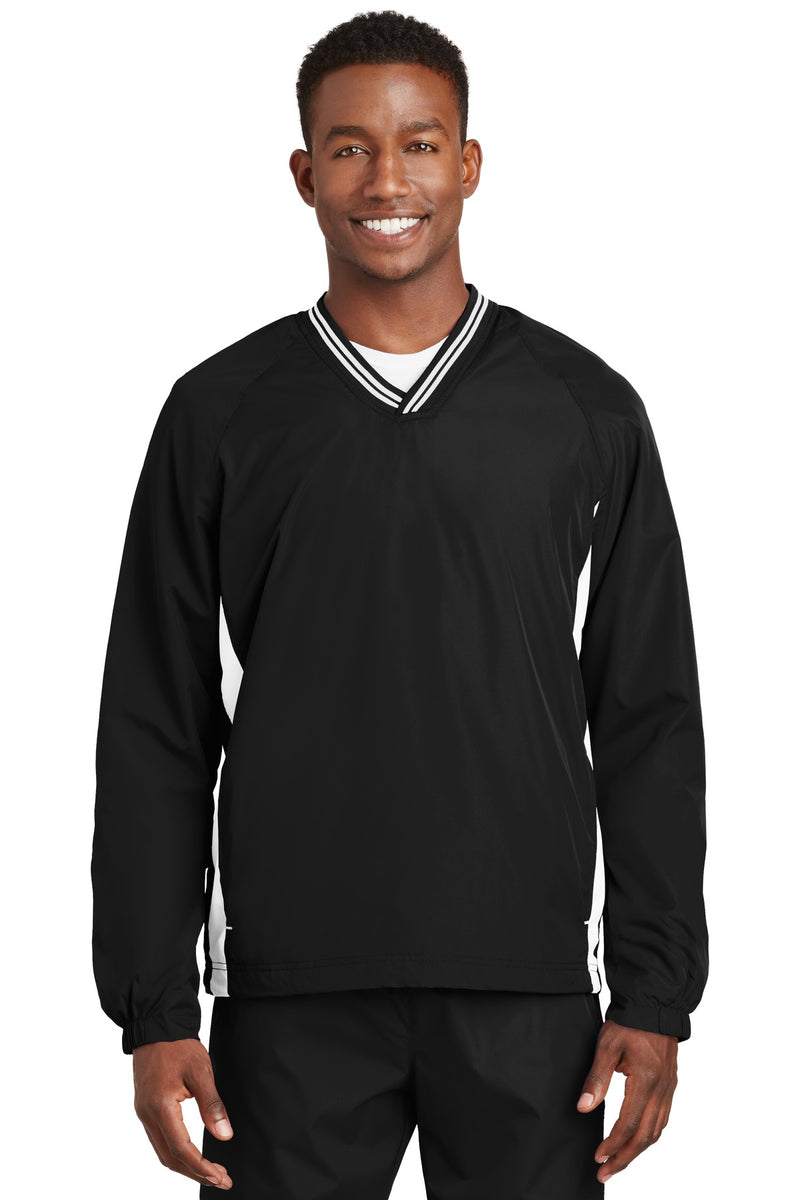 Load image into Gallery viewer, Sport-Tek Tipped V-Neck Raglan Wind Shirt. JST62
