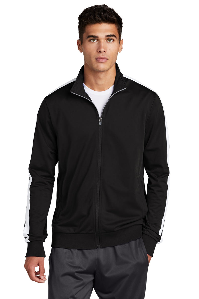 Load image into Gallery viewer, Sport-Tek  Tricot Sleeve Stripe Track Jacket. JST94
