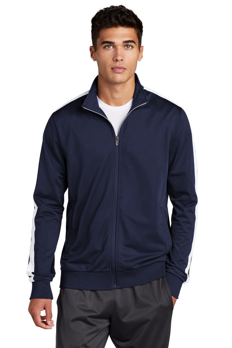 Load image into Gallery viewer, Sport-Tek  Tricot Sleeve Stripe Track Jacket. JST94
