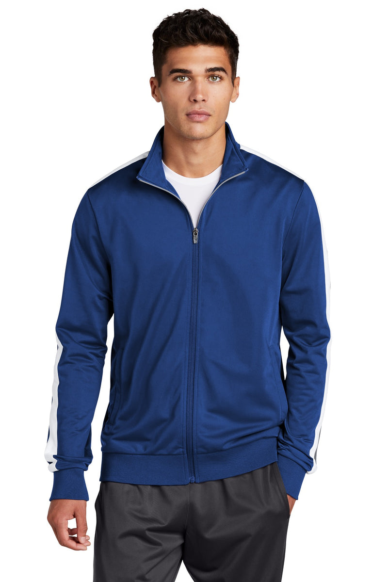 Load image into Gallery viewer, Sport-Tek  Tricot Sleeve Stripe Track Jacket. JST94

