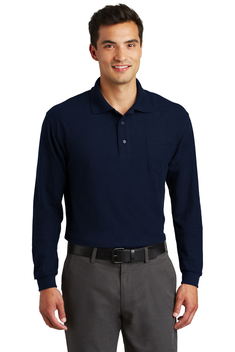 Load image into Gallery viewer, Port Authority Long Sleeve Silk Touch Polo with Pocket.  K500LSP
