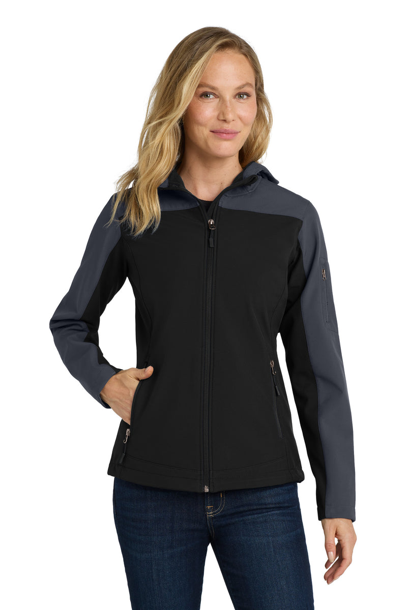 Load image into Gallery viewer, Port Authority Women&#39;s Hooded Core Soft Shell Jacket. L335
