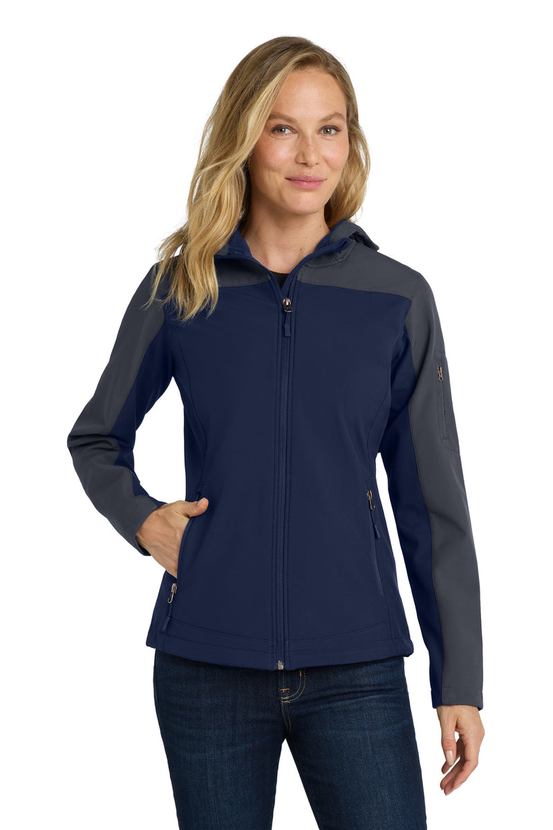 Load image into Gallery viewer, Port Authority Women&#39;s Hooded Core Soft Shell Jacket. L335
