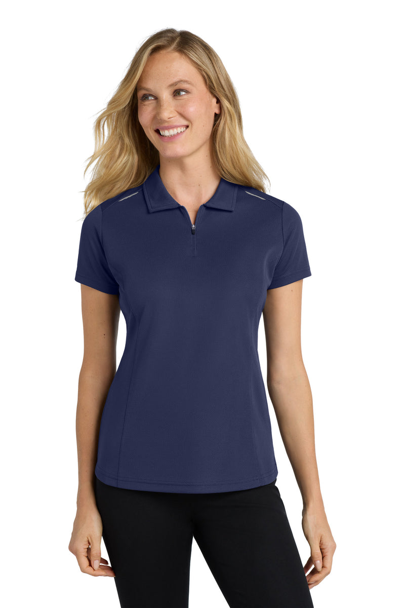 Load image into Gallery viewer, Port Authority Women&#39;s Pinpoint Mesh Zip Polo. L580
