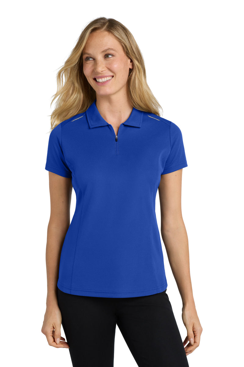 Load image into Gallery viewer, Port Authority Women&#39;s Pinpoint Mesh Zip Polo. L580
