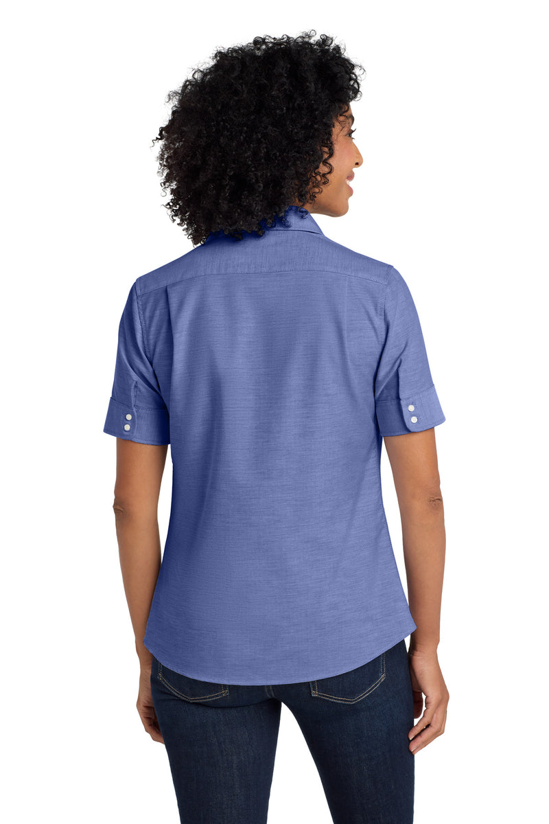 Load image into Gallery viewer, Port Authority Women&#39;s Short Sleeve SuperPro Oxford Shirt. L659
