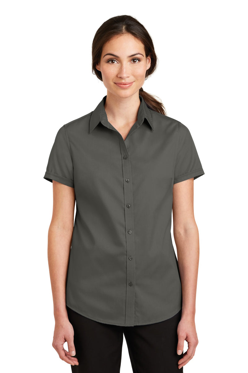 Load image into Gallery viewer, Port Authority Women&#39;s Short Sleeve SuperPro Twill Shirt. L664

