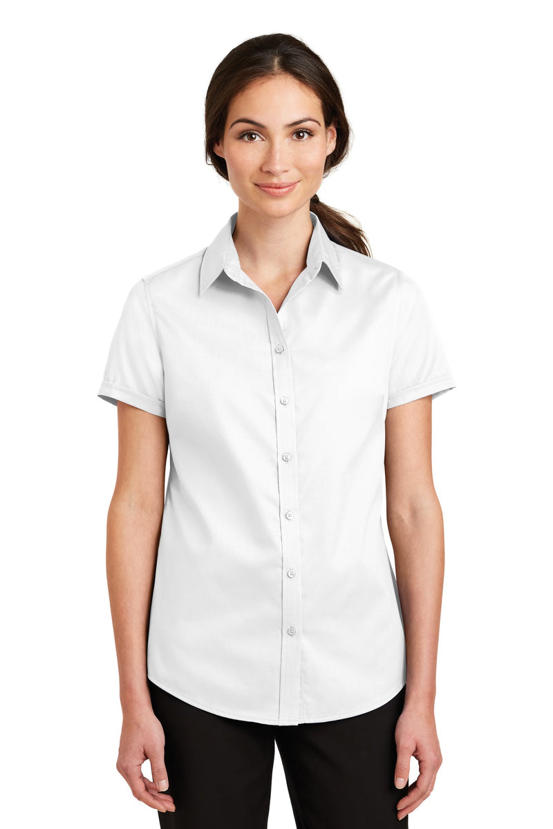 Load image into Gallery viewer, Port Authority Women&#39;s Short Sleeve SuperPro Twill Shirt. L664

