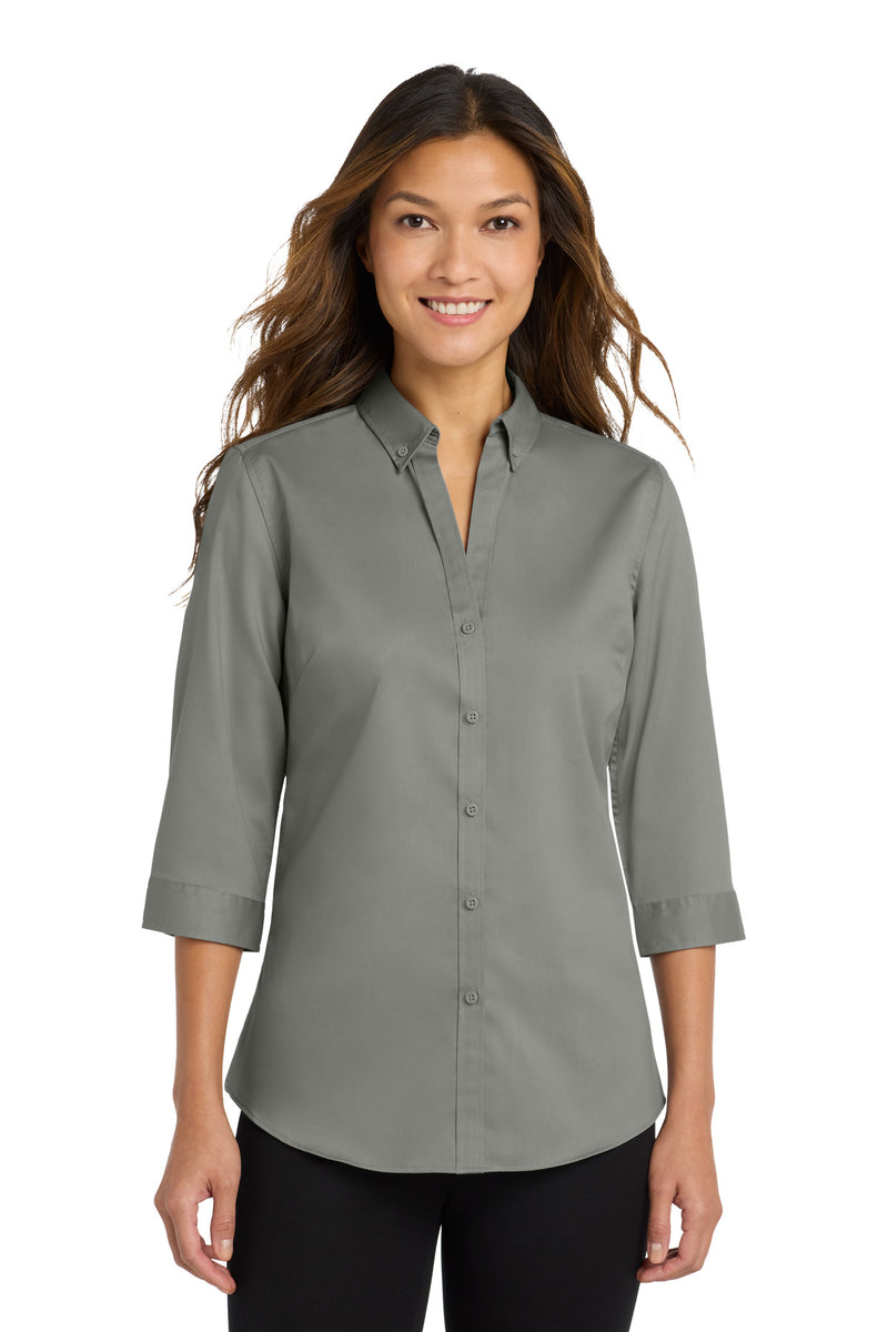 Load image into Gallery viewer, Port Authority Women&#39;s 3/4-Sleeve SuperPro Twill Shirt. L665
