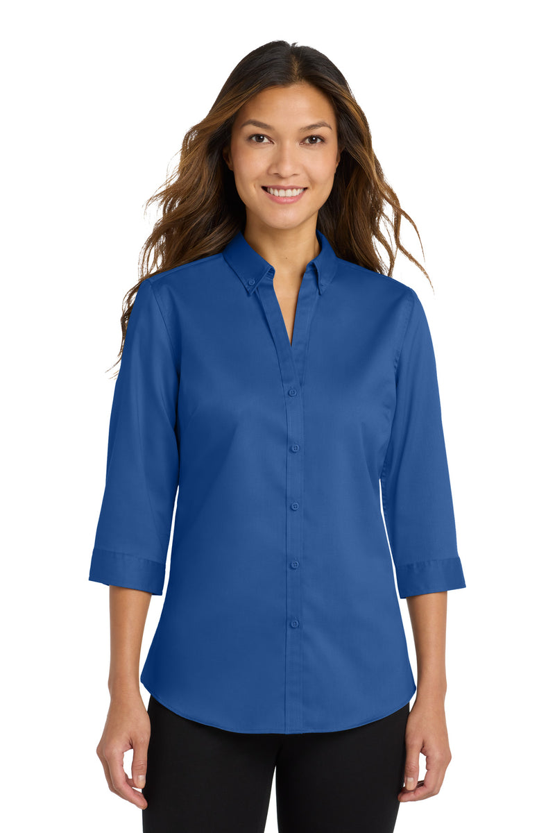 Load image into Gallery viewer, Port Authority Women&#39;s 3/4-Sleeve SuperPro Twill Shirt. L665
