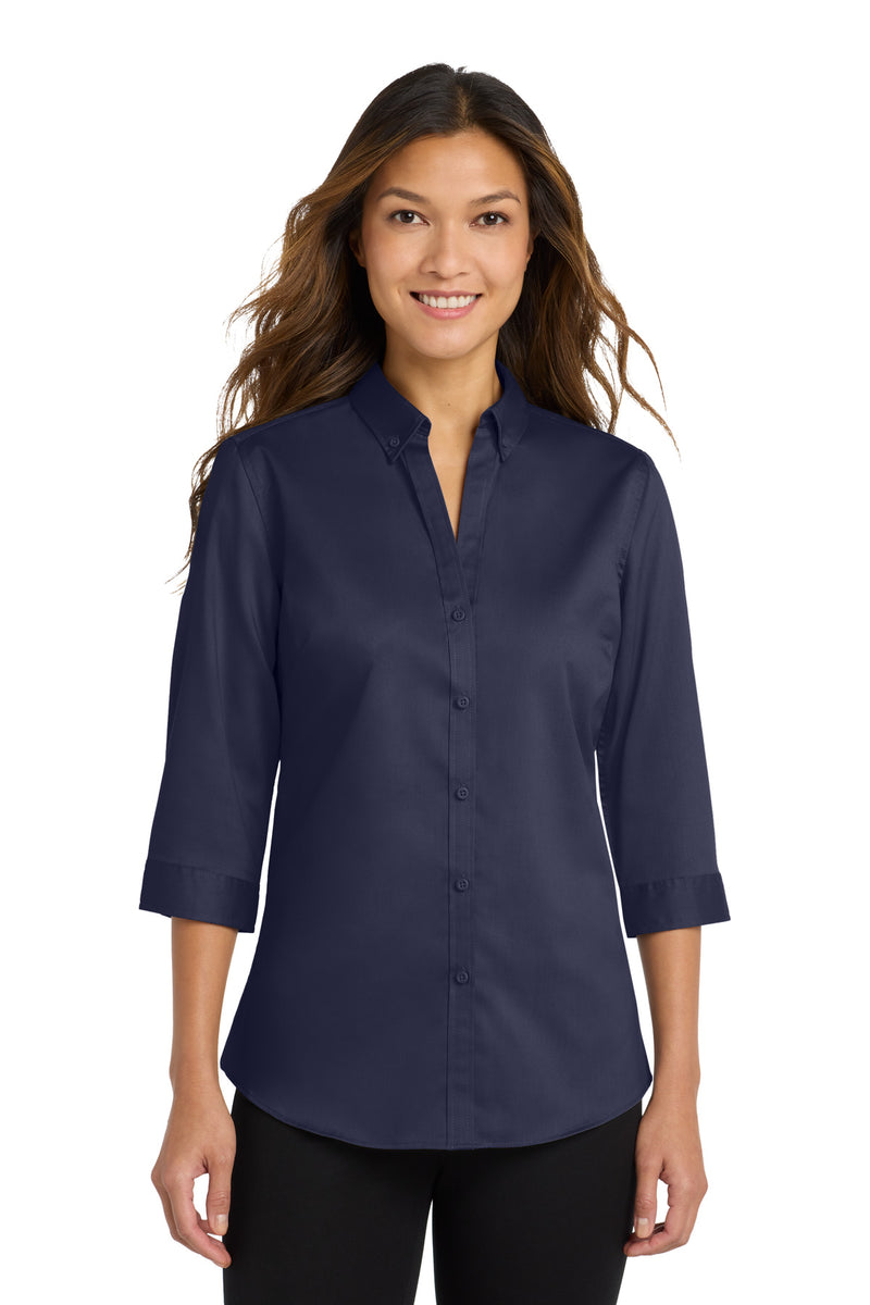Load image into Gallery viewer, Port Authority Women&#39;s 3/4-Sleeve SuperPro Twill Shirt. L665
