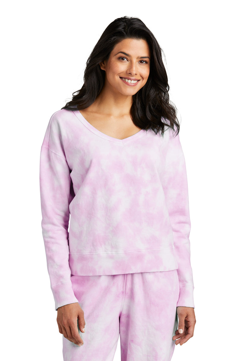 Load image into Gallery viewer, Port &amp; Co Women&#39;s Beach Wash Cloud Tie-Dye V-Neck Sweatshirt LPC140V
