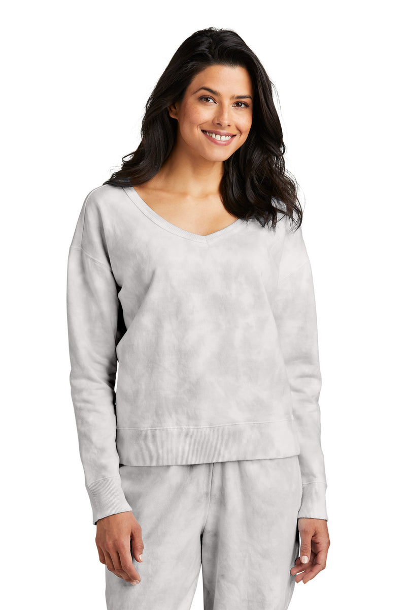 Load image into Gallery viewer, Port &amp; Co Women&#39;s Beach Wash Cloud Tie-Dye V-Neck Sweatshirt LPC140V
