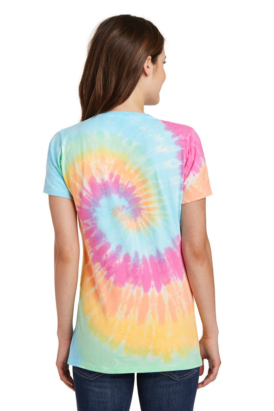 Port & Co Women's Tie-Dye V-Neck Tee.  LPC147V
