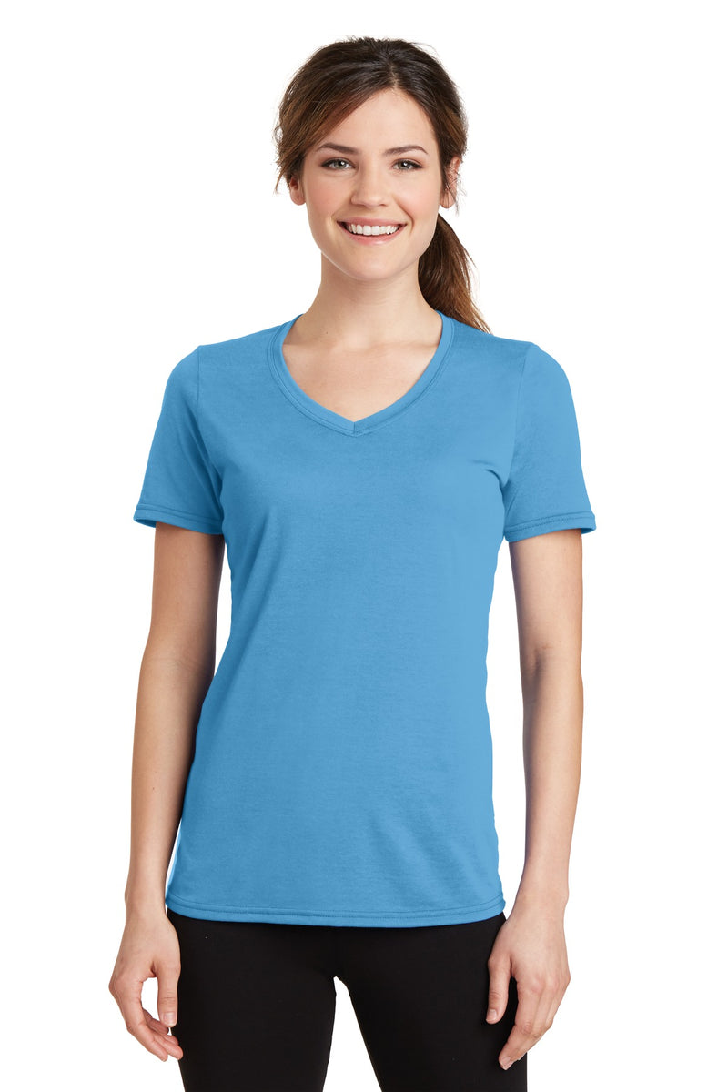 Load image into Gallery viewer, Port &amp; Co Women&#39;s Performance Blend V-Neck Tee. LPC381V
