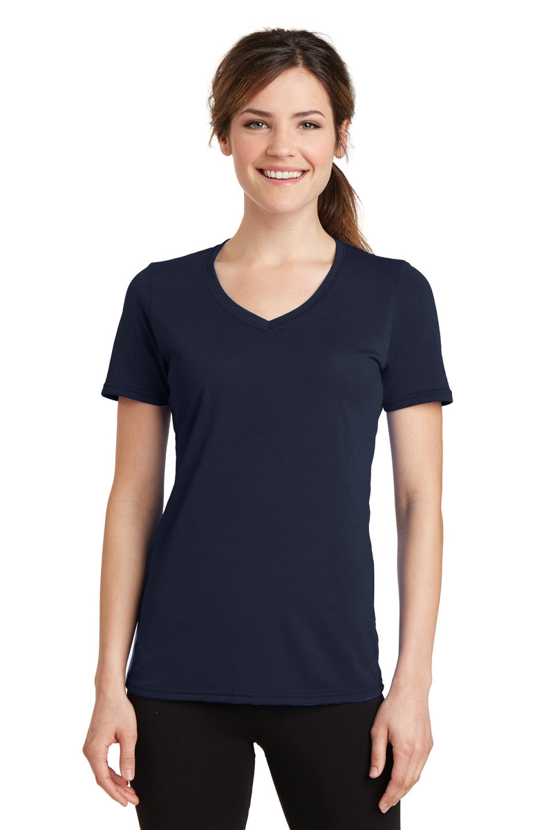 Load image into Gallery viewer, Port &amp; Co Women&#39;s Performance Blend V-Neck Tee. LPC381V

