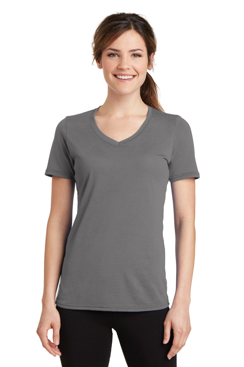 Load image into Gallery viewer, Port &amp; Co Women&#39;s Performance Blend V-Neck Tee. LPC381V
