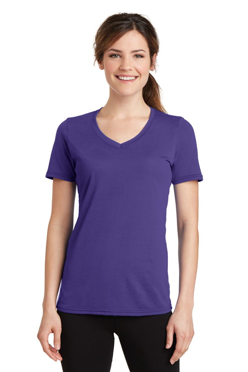 Load image into Gallery viewer, Port &amp; Co Women&#39;s Performance Blend V-Neck Tee. LPC381V
