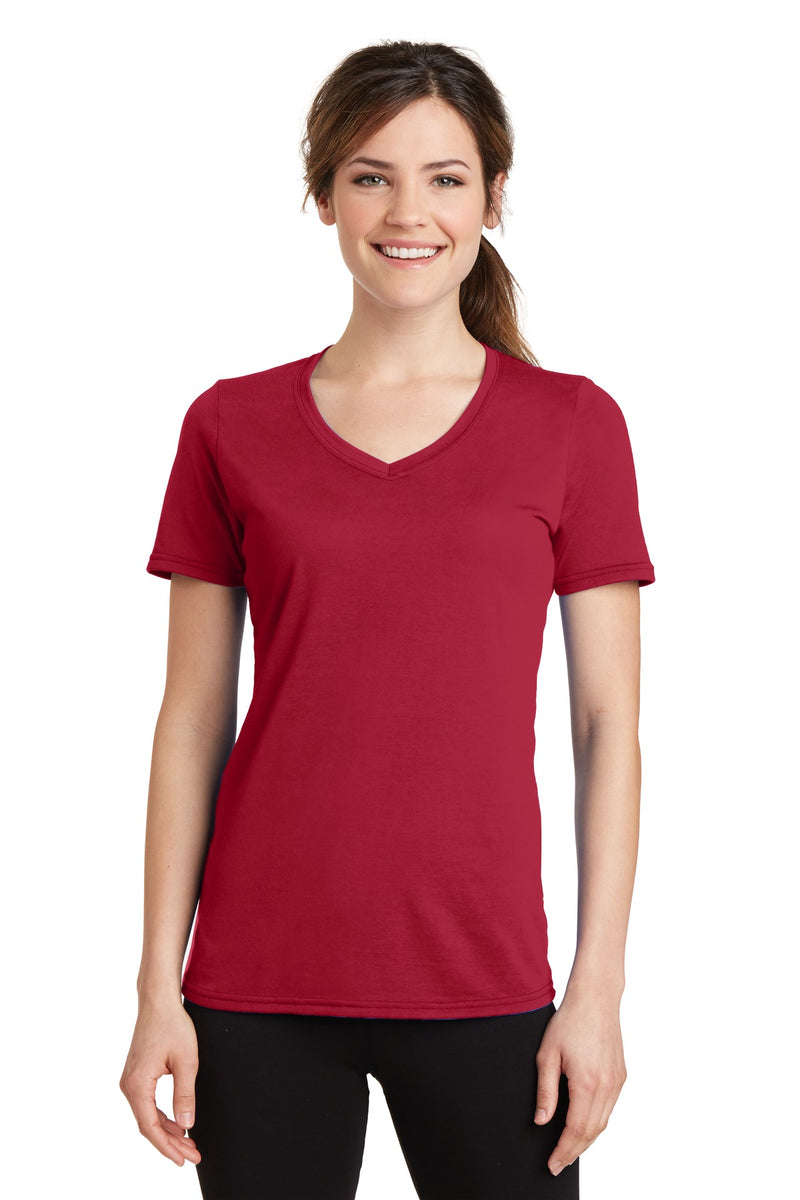 Load image into Gallery viewer, Port &amp; Co Women&#39;s Performance Blend V-Neck Tee. LPC381V
