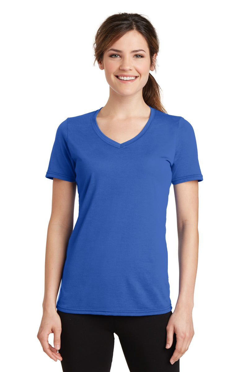 Load image into Gallery viewer, Port &amp; Co Women&#39;s Performance Blend V-Neck Tee. LPC381V

