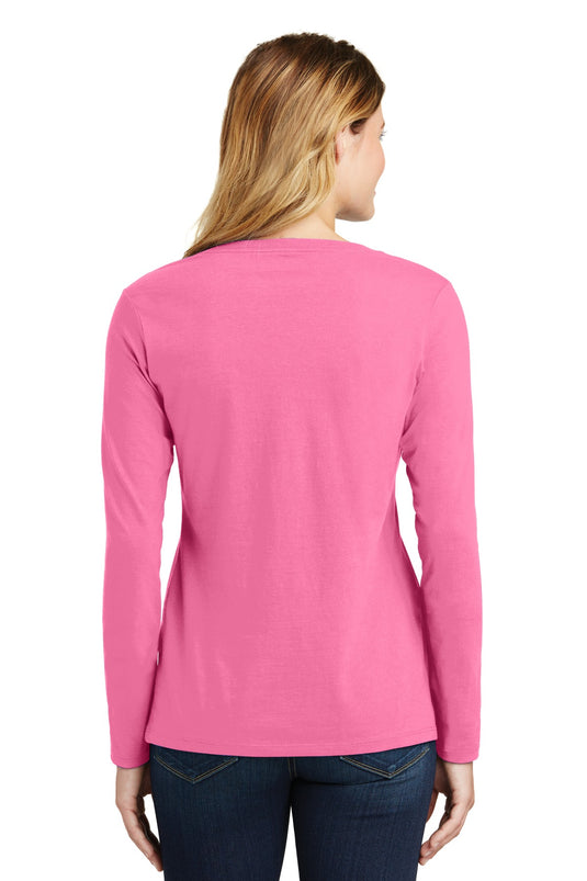 Port & Co Women's Long Sleeve Fan Favorite V-Neck Tee. LPC450VLS