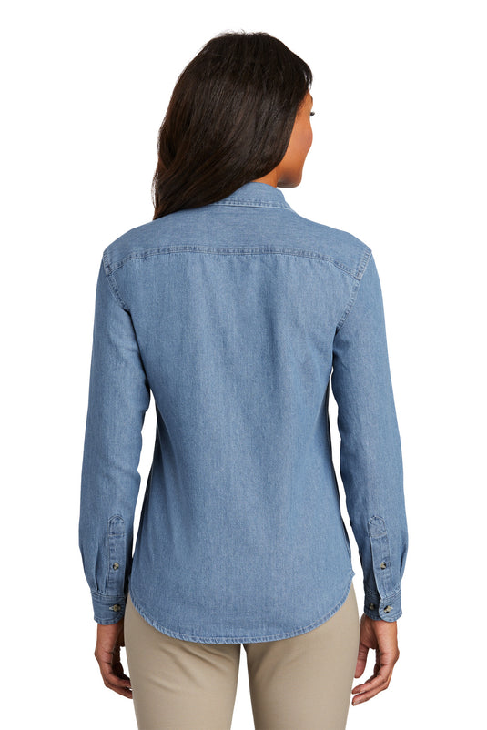 Port & Co Women's Long Sleeve Value Denim Shirt.  LSP10
