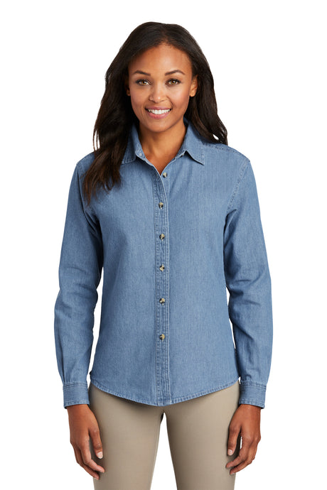 Port & Co Women's Long Sleeve Value Denim Shirt.  LSP10