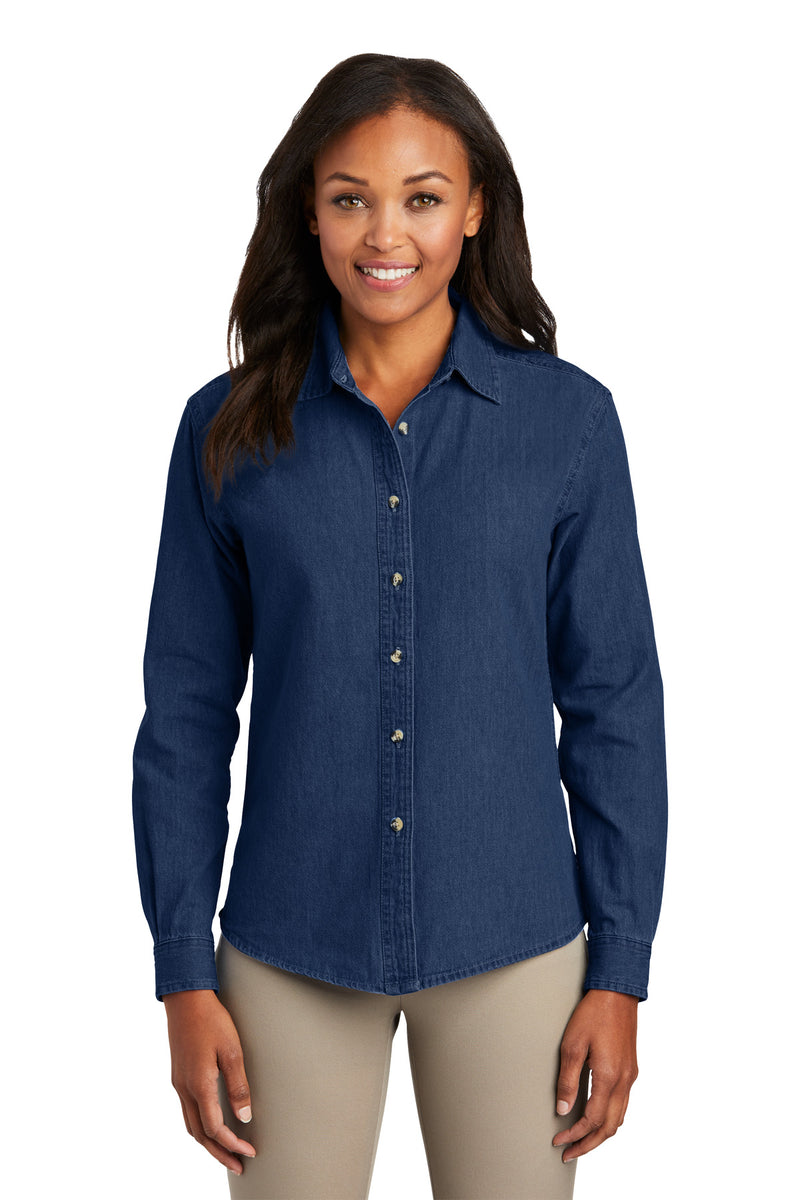Load image into Gallery viewer, Port &amp; Co Women&#39;s Long Sleeve Value Denim Shirt.  LSP10
