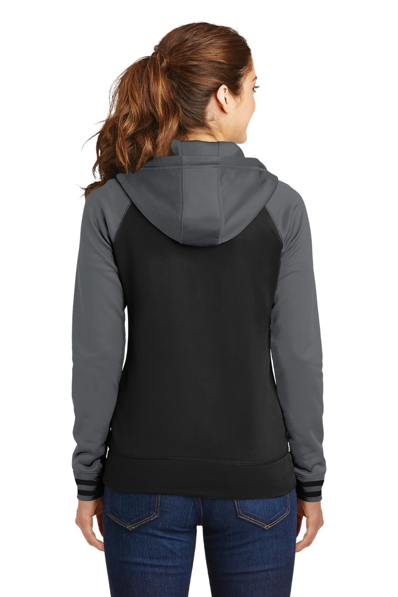 Load image into Gallery viewer, Sport-Tek Women&#39;s Sport-Wick Varsity Fleece Full-Zip Hooded Jacket. LST236

