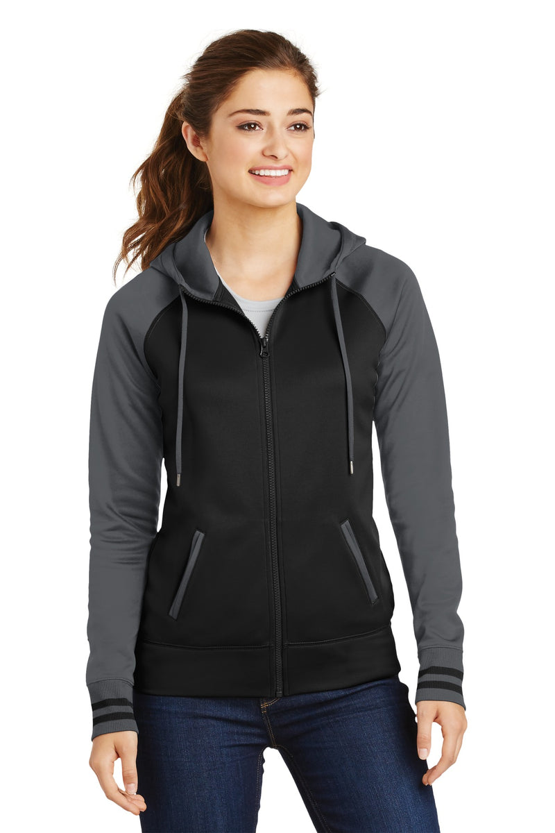 Load image into Gallery viewer, Sport-Tek Women&#39;s Sport-Wick Varsity Fleece Full-Zip Hooded Jacket. LST236
