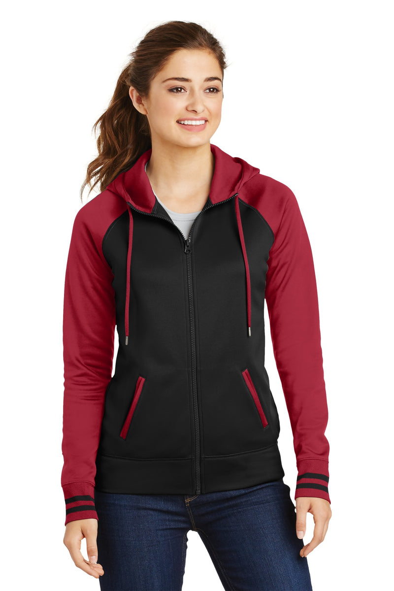 Load image into Gallery viewer, Sport-Tek Women&#39;s Sport-Wick Varsity Fleece Full-Zip Hooded Jacket. LST236
