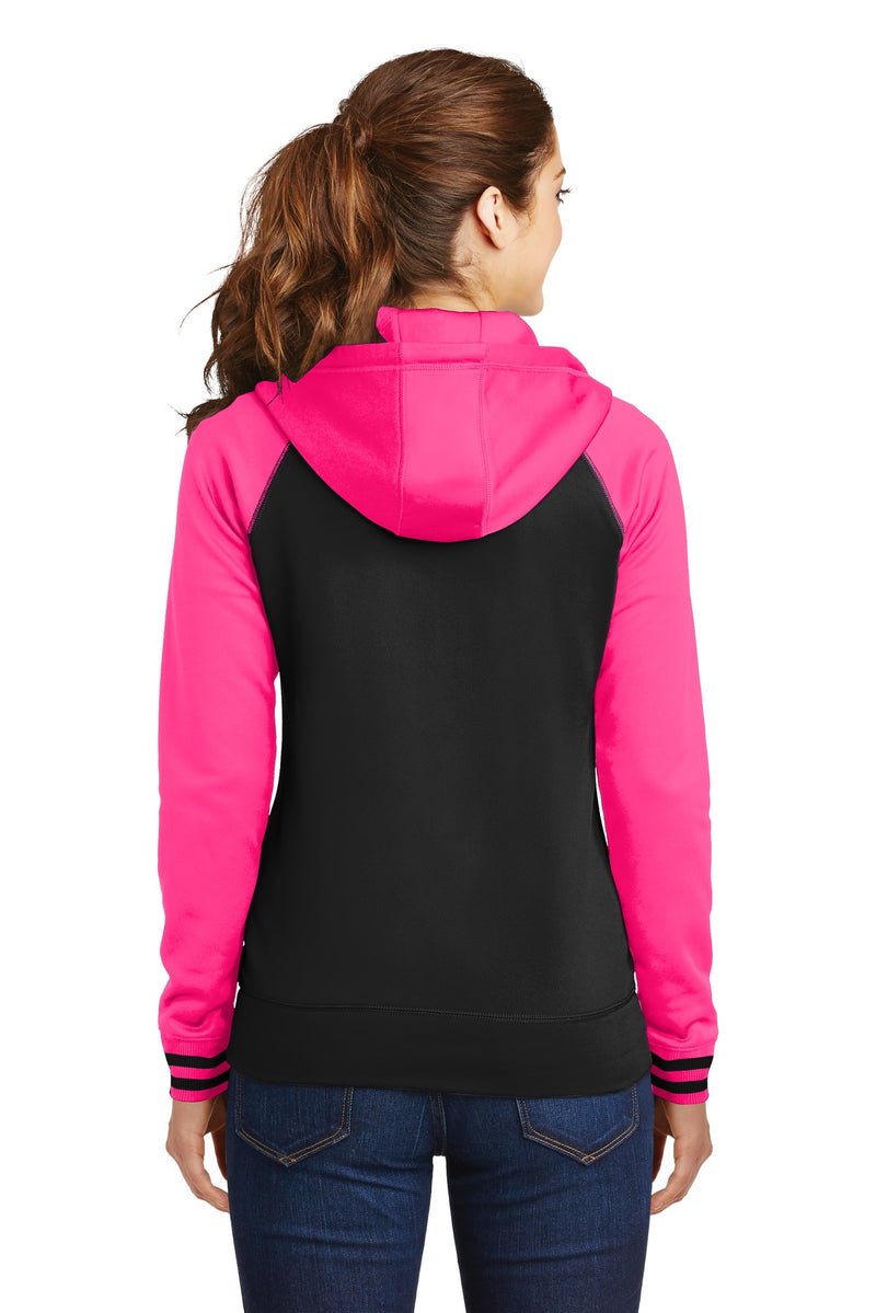 Load image into Gallery viewer, Sport-Tek Women&#39;s Sport-Wick Varsity Fleece Full-Zip Hooded Jacket. LST236
