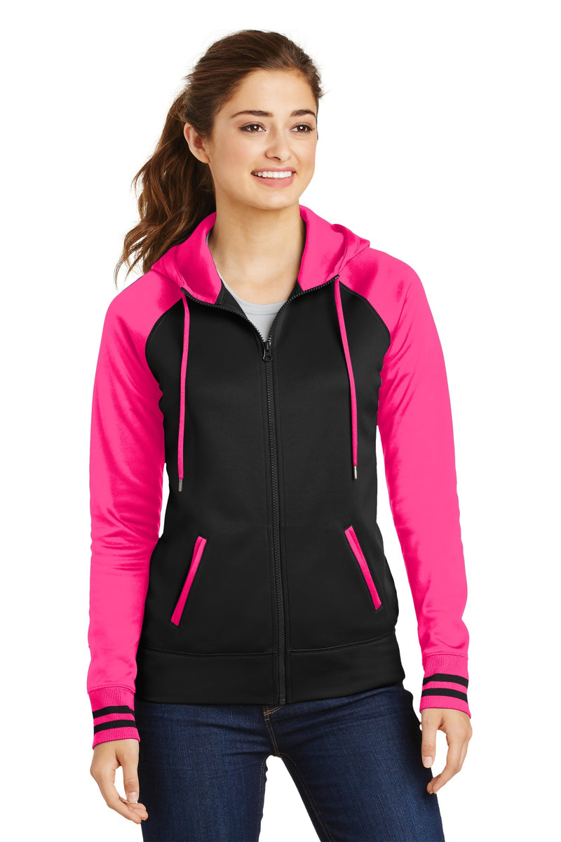 Load image into Gallery viewer, Sport-Tek Women&#39;s Sport-Wick Varsity Fleece Full-Zip Hooded Jacket. LST236
